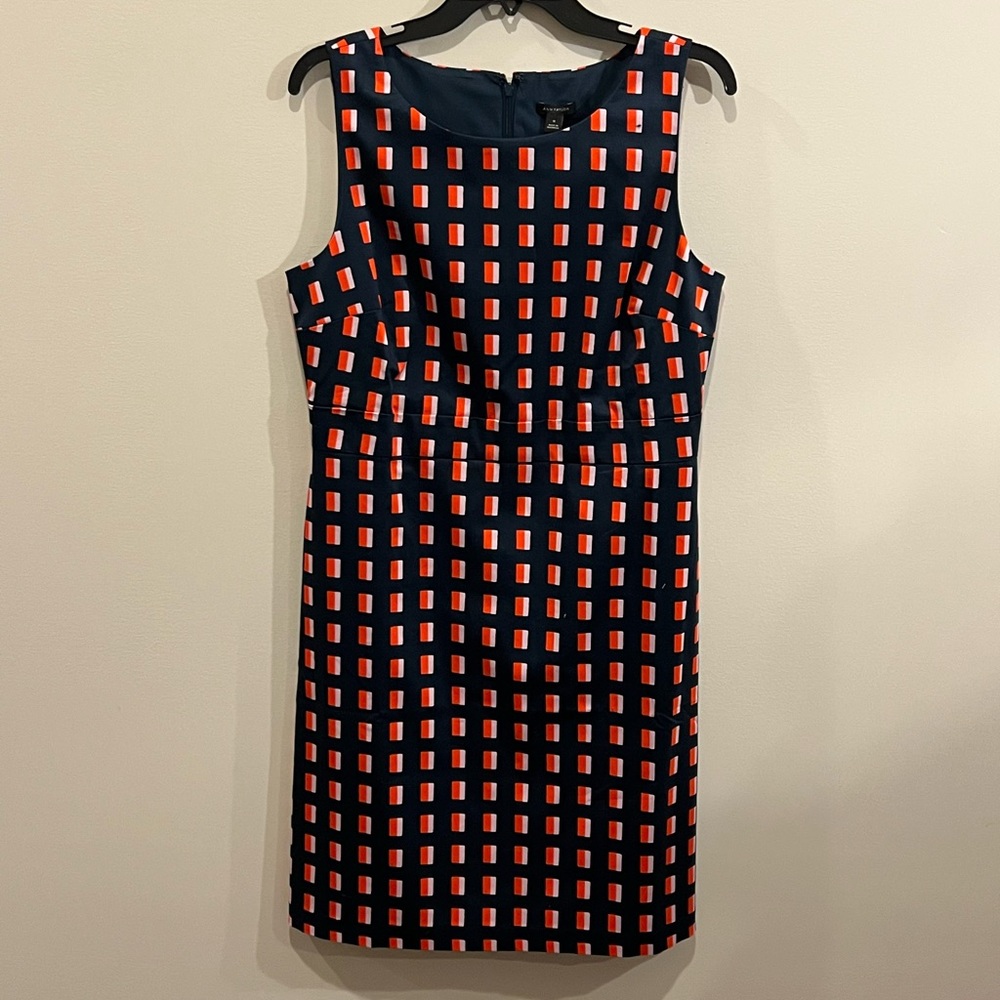 Ann Taylor Navy & Orange Sleeveless Sheath Dress